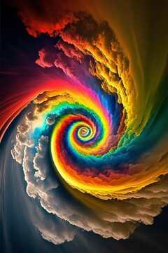 colorful rainbow spiral thundercloud with Generative AI