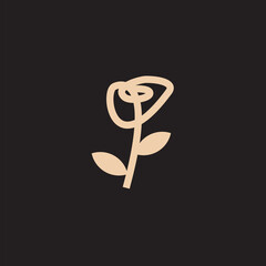 Rose line art logo vector was created in a simple style with delicate elements.