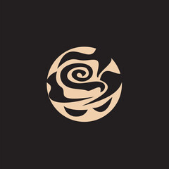 Rose line art logo vector was created in a simple style with delicate elements.