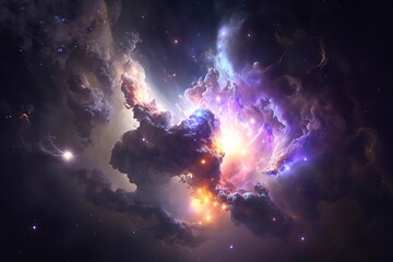 Fototapeta na wymiar Space, Close-up image of the starry night sky with Generative AI