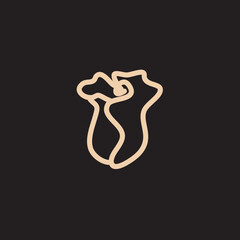 Rose line art logo vector was created in a simple style with delicate elements.