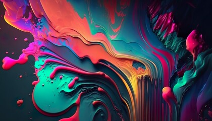 Acrylic paint splash colorfull  background, Bright Colorful Acrylic Paint Splash Created with Generative AI technology
