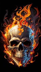 burning skull with Generative AI