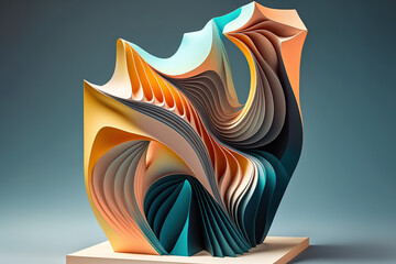 Fototapeta na wymiar Gradient sculpture with fabric texture and surreal shapes. Generated AI.