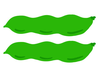 かわいい空豆2本／手描きイラスト素材