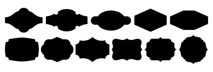 Set of vintage label and badges shape collections. Vector illustration. Black template for patch, insignias, overlay.