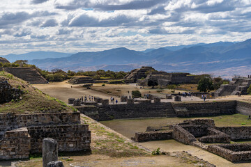 Beautiful view of the ancient ruins of the Mayan city of Monte Alban.