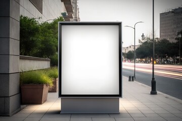 Banner billboard mockup for advertising in city useful for design. Generative AI