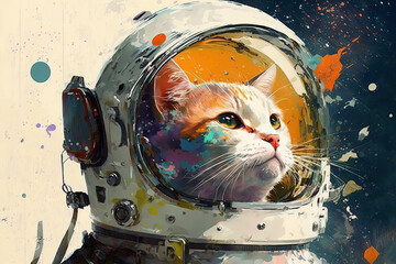 cute cat as an astronaut with Generative AI