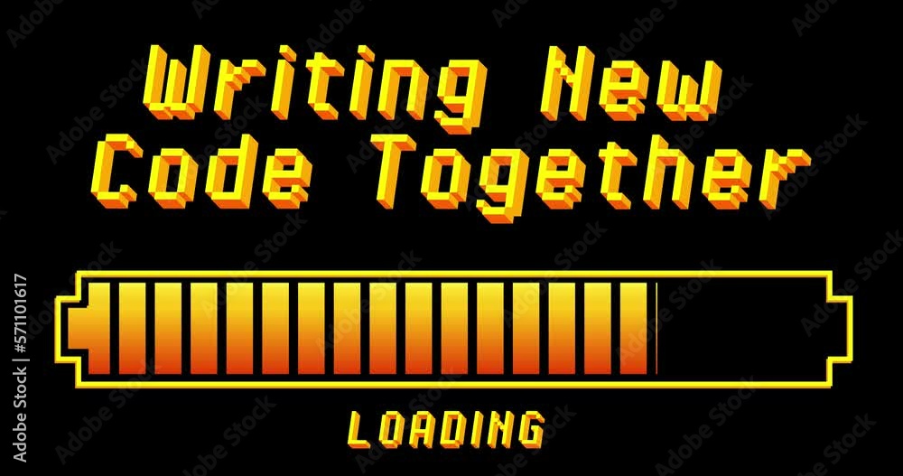 Poster writing new code together text with loading, downloading, uploading bar indicator. download, upload 