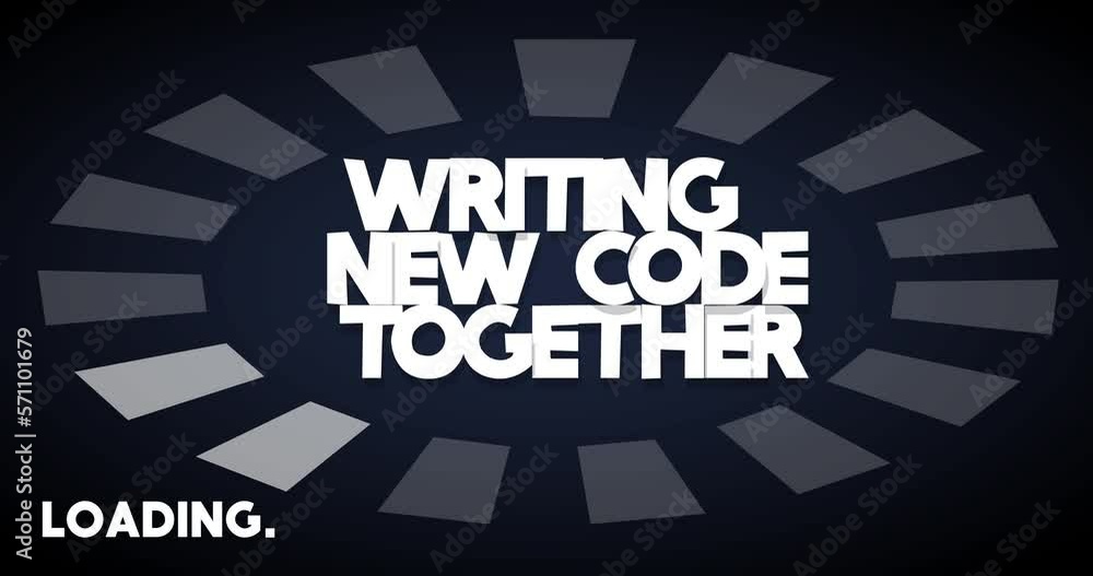 Poster writing new code together text with loading, downloading, uploading bar indicator. download, upload 