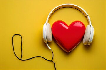 Big heart with headphones with Generative AI