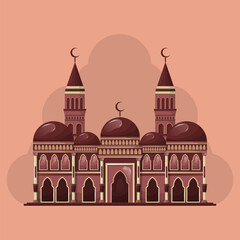Premium mosque vector design - Islamic mosque building flat vector illustration for your design