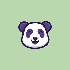 Happy Cute Head Panda Logo