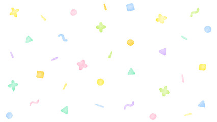 Pop pastel color geometric pattern background Cute hand drawn watercolor illustration / ポップなパステルカラーの幾何学模様の背景 かわいい手描きの水彩イラスト