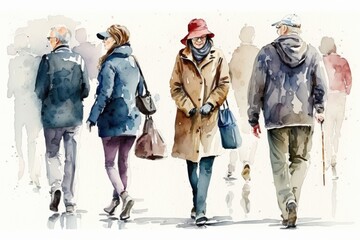 A group of people walking on the street