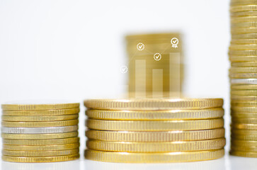 Stack coin in business sucess concept.