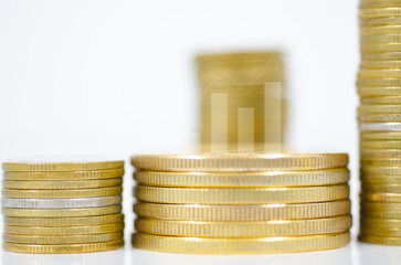Stack coin in business sucess concept.