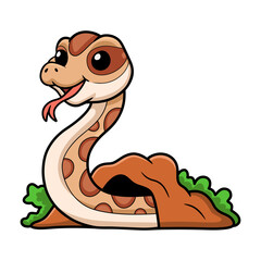 Cute daboia russelii snake cartoon out from hole
