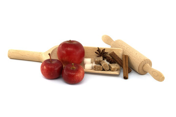 Baking apple pie concept isolated on white