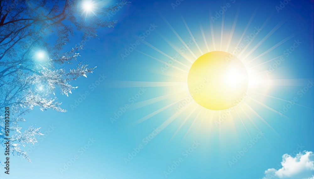 Wall mural spring blue sunny sky background with generative ai