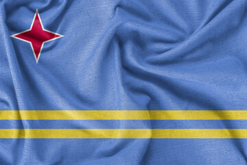 Aruba country flag background realistic silk fabric