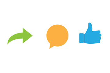 Abstract vector like comment share icon set. Social network signs.