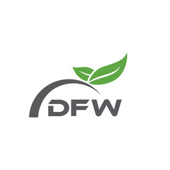 DFW letter nature logo design on white background. DFW creative initials letter leaf logo concept. DFW letter design.