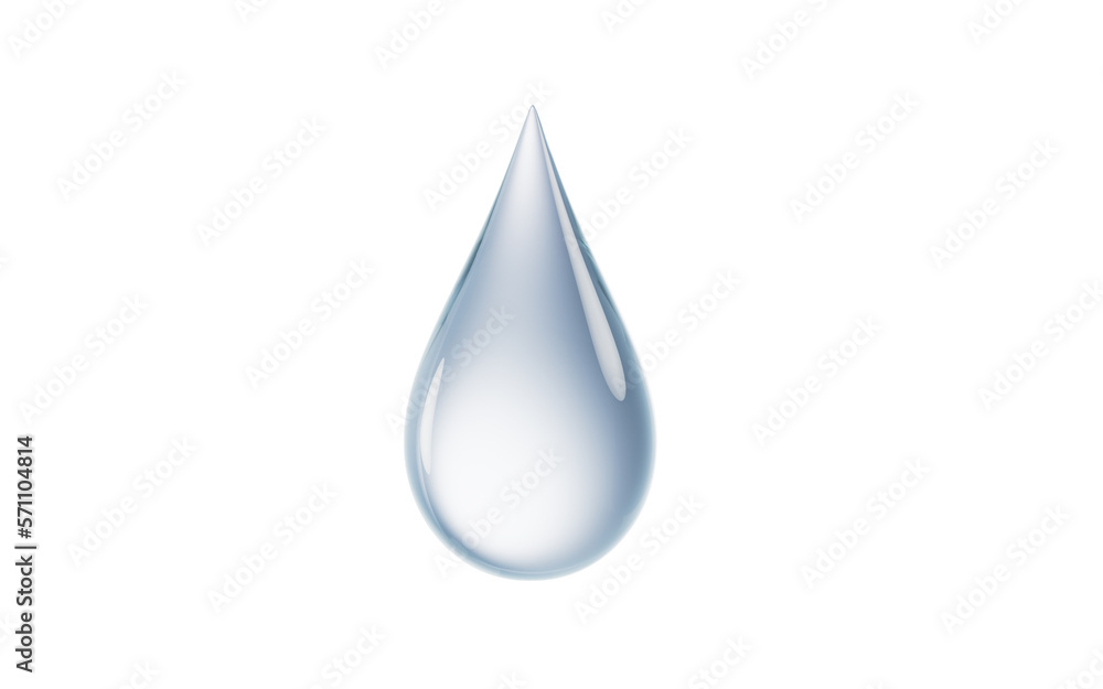 Poster transparent water drop with transparent background, 3d rendering.