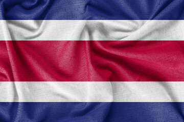 Costa Rica country flag background realistic silk fabric