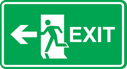 Emergency exit to left sign symbol icon green design transparent background