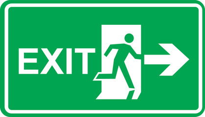 Emergency exit to right sign symbol icon green design transparent background - obrazy, fototapety, plakaty