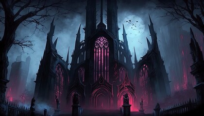 Fototapeta demonic cathedral with Generative AI obraz