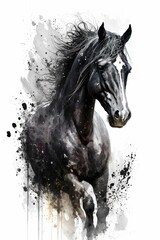 Fototapeta premium black Horse with Generative AI