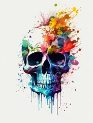 Wallpaper murals Aquarel Skull watercolor skull with Generative AI