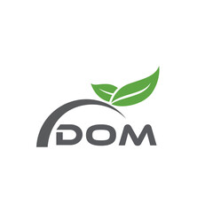 DOM letter nature logo design on white background. DOM creative initials letter leaf logo concept. DOM letter design.
