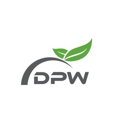 DPW letter nature logo design on white background. DPW creative initials letter leaf logo concept. DPW letter design.

