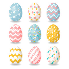 A set of simple patterned Easter eggs