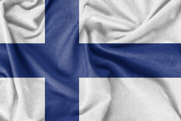 Finland country flag background realistic silk fabric