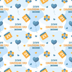 World Down Syndrome Day Seamless Pattern Design in Template Hand Drawn Cartoon Flat Illustration