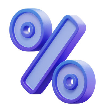 Blue % Percentage 3D Icon
