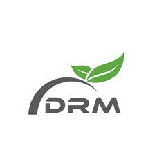 DRM letter nature logo design on white background. DRM creative initials letter leaf logo concept. DRM letter design.
