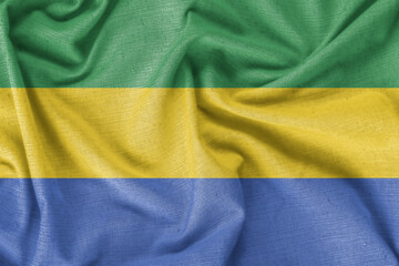 Gabon country flag background realistic silk fabric