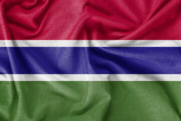 Gambia country flag background realistic silk fabric