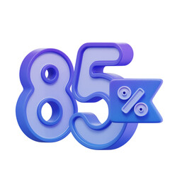 Blue 85% Percentage 3D Icon