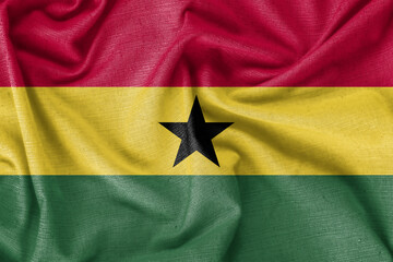 Ghana country flag background realistic silk fabric