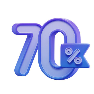 Blue 70% Percentage 3D Icon
