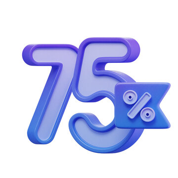 Blue 75% Percentage 3D Icon