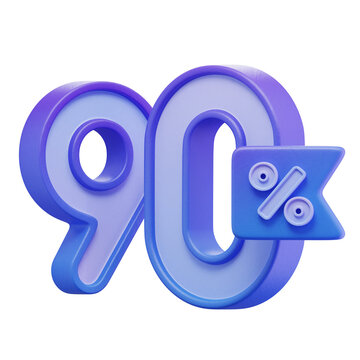 Blue 90% Percentage 3D Icon