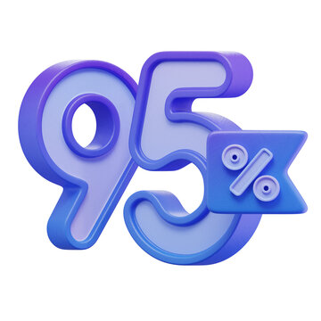 Blue 95% Percentage 3D Icon